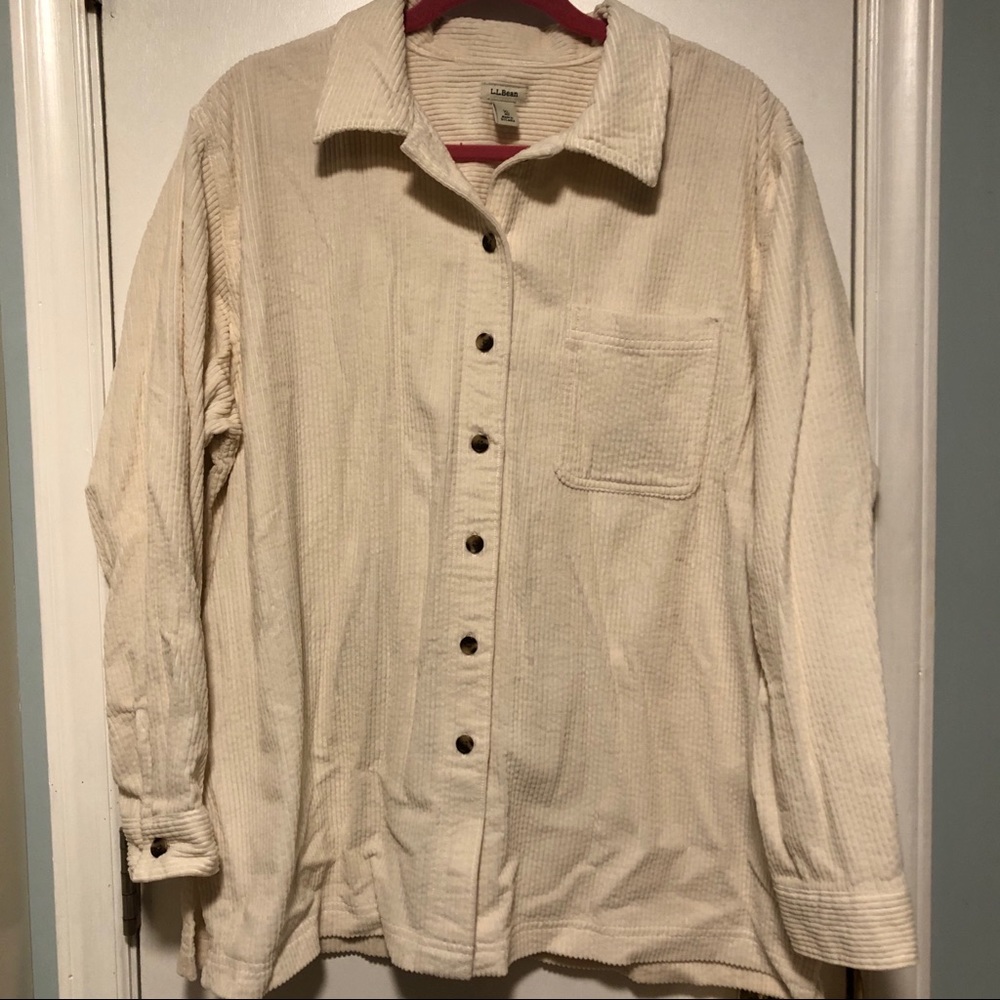 LLBean cream color Corduroy Over-shirt